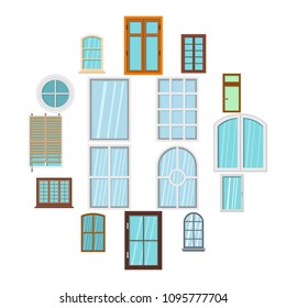 Plastic window forms icons set in flat style isolated vector illustration