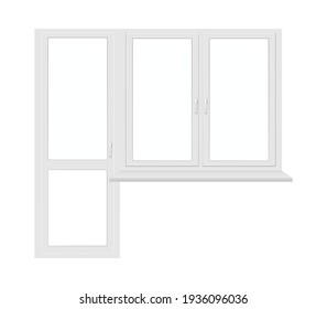 Plastic Window And Glass Door Template Realistic Vector Illustration Isolated.