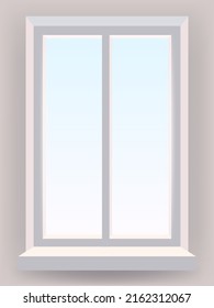 Plastic Window in interior. Vector illustration template realistic