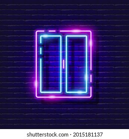 Plastic window neon icon. Vector illustration for design. Repair tool glowing sign. Construction tools concept.