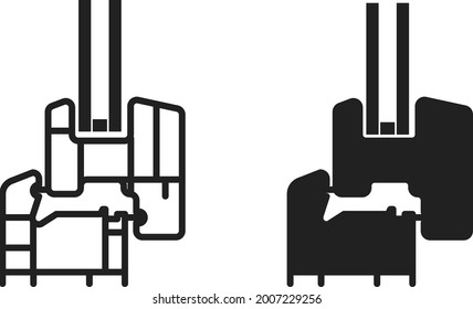 plastic window profile icon, vector illustration