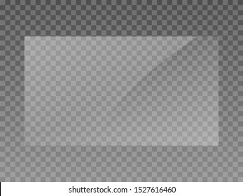 Plastic window realistic look template. Transparent acrilyc sheet isolated vector. Easily scale