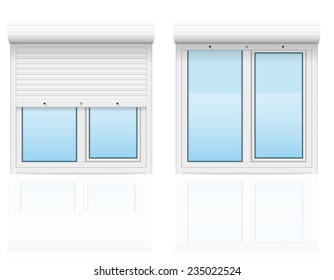 plastic window with rolling shutters vector illustration isolated on white background