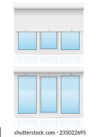 plastic window with rolling shutters vector illustration isolated on white background