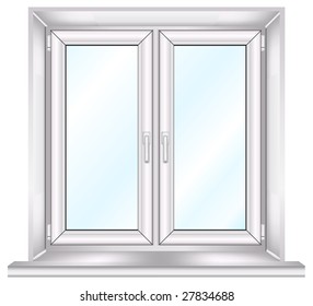 Plastic window template model with clipping path included, vector illustration