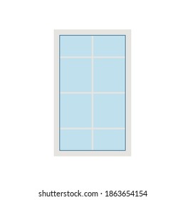 Plastic window with white frame flat vector illustration