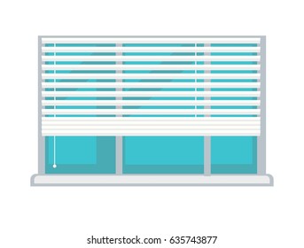 Ventana plástica con persianas blancas de medio mástil ilustración aislada