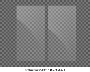 Plastic windows realistic look template. Transparent acrilyc sheet isolated vector