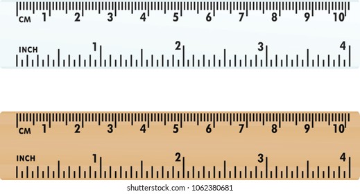 Plastic and wooden ruler. vector illustration