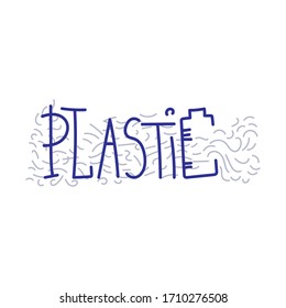 Plastic word blue letter, vector EPS 10