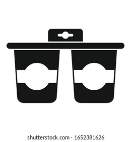 Icono de la olla de yogur plástico. Icono vectorial de yogur plástico para diseño web aislado en fondo blanco