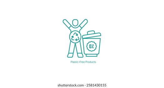 Plastic-Free Products Vector Icon for Zero Waste and Sustainable Living