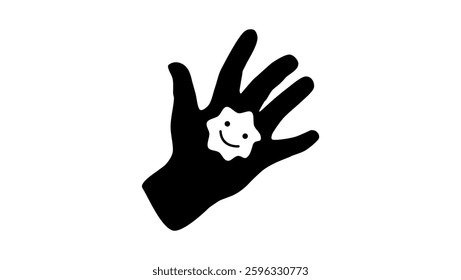 plasticine in child's hand, black isolated silhouette