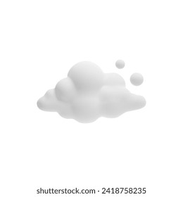 Plasticine cloud with round dots 3D style, vector illustration isolated on white background. Decorative design element, icon for weather forecast, climate