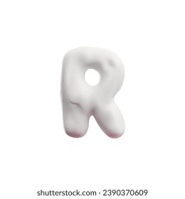 Plasticine letter R of English alphabet 3D style, vector illustration isolated on white background. Decorative design element, education, flexible volume letter