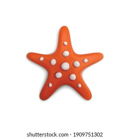 Plasticine Modeling Clay Sea Summer Composition With Image Of Asteroid Finger Fish Sea Star Vector Illustration