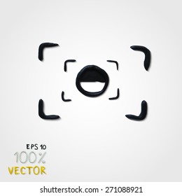 Plasticine modeling. Photo camera the image via the view-finder. Vector illustration.