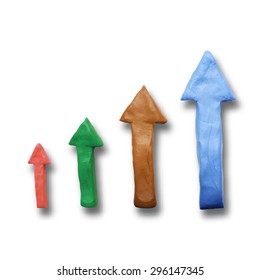 Plasticine modeling. Vector illustration. Multicolored plasticine arrows on white background. Design for your website.