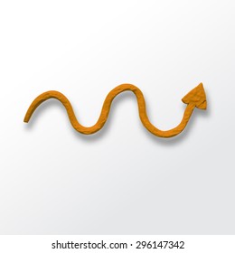 Plasticine modeling. Vector illustration. Twisted plasticine arrow on white background. Design for your website.
