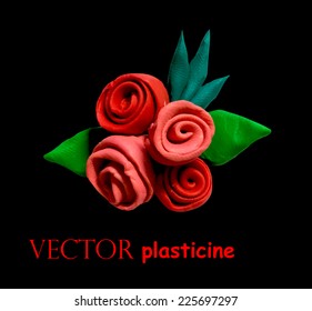 Plasticine roses on black background