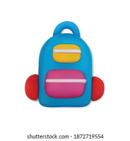 Plasticine school bag with education symbols vector illustration