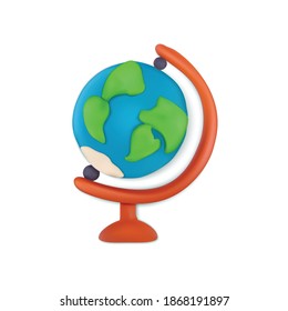 Plasticine school globe with education symbols vector illustration