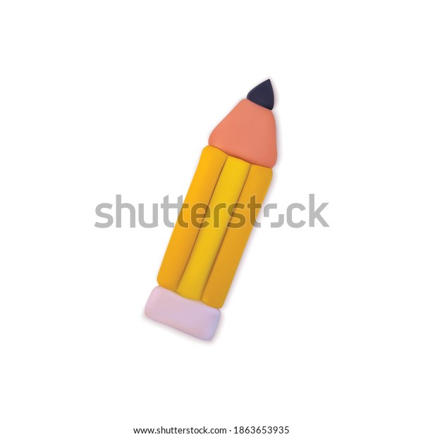 Plasticine School Pencil Education Symbols Vector Stock Vector (Royalty ...