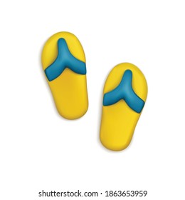 Plasticine summer slippers with resort symbols vector illustration
