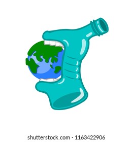 Plastics destroy the world,Plastic Destroys Environment,The fear of junk,Vector