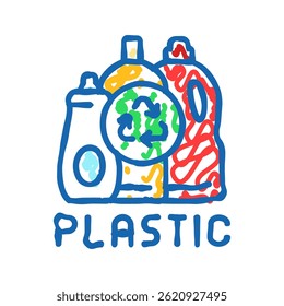 plastics recycling doodle icon sketch vector. plastics recycling sign. isolated symbol illustration