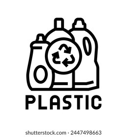 plastics recycling line icon vector. plastics recycling sign. isolated contour symbol black illustration