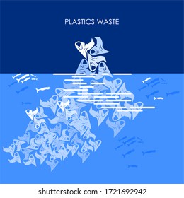 RESIDUOS PLÁSTICOS, ensuciar el océano, ilustraciones vectoriales