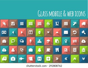 Plastic-style set of bright mobile and web icons