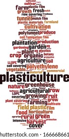 Konzept der Wolkenbildung aus Kunststoffen. Kollage aus Wörtern über Plastikbildung. Vektorillustration