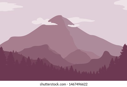 Plat Purple Design Landscape Background, Mountain Background