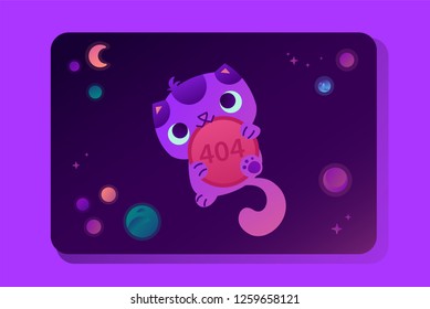 The plate 404 error. Cat in space, planet