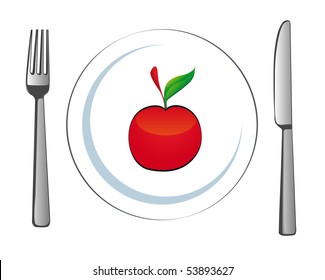 plate with apple