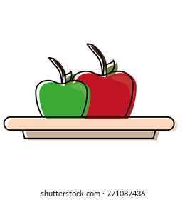 plate with apple  vector illustration