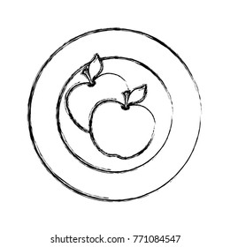 plate with apples  vector illustration