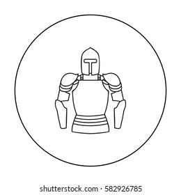Plate armor icon in outline style isolated on white background. Museum symbol stock vector illustration.