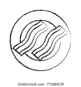 plate with bacon  vector illustration