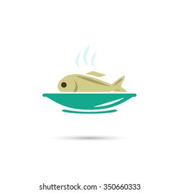 A plate with baked fish icon