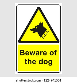 Plate: "Beware Of The Dog". Sign: "Beware Of The Dog" on a gray background