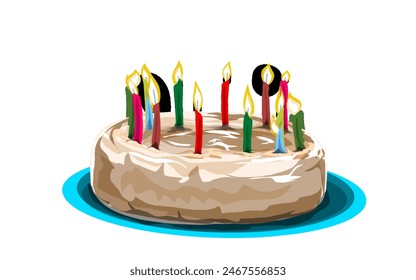 a plate of birthday cake with no background