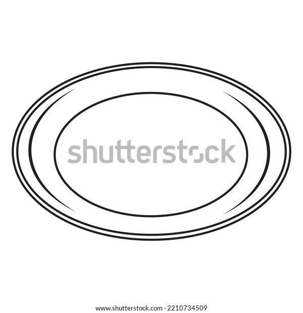 Plate Black Outline Isolated Vector Illustration Stock Vector (Royalty ...