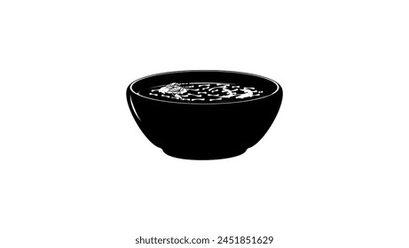 Plate of borscht, black isolated silhouette