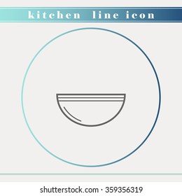 Plate, bowl or dish outline thin line icon. Household appliance, kitchen and restaurant accessories, equipment, cooking utensil, cutlery tools, kitchenware and cookware for food preparation. 