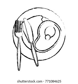 plate with bread an avocado  vector illustration