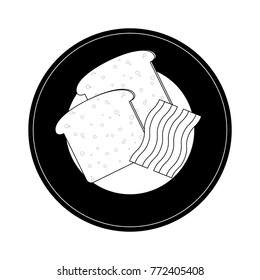 plate with bread an bacon vector  illustration