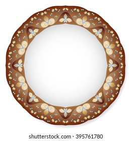 Plate with brown ornament